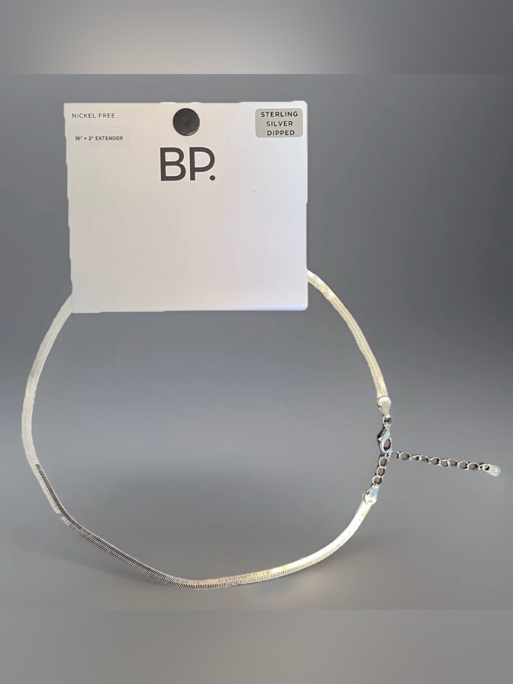 BP Sterling Silver 16" Dipped Herringbone Chain Necklace from Nordstrom